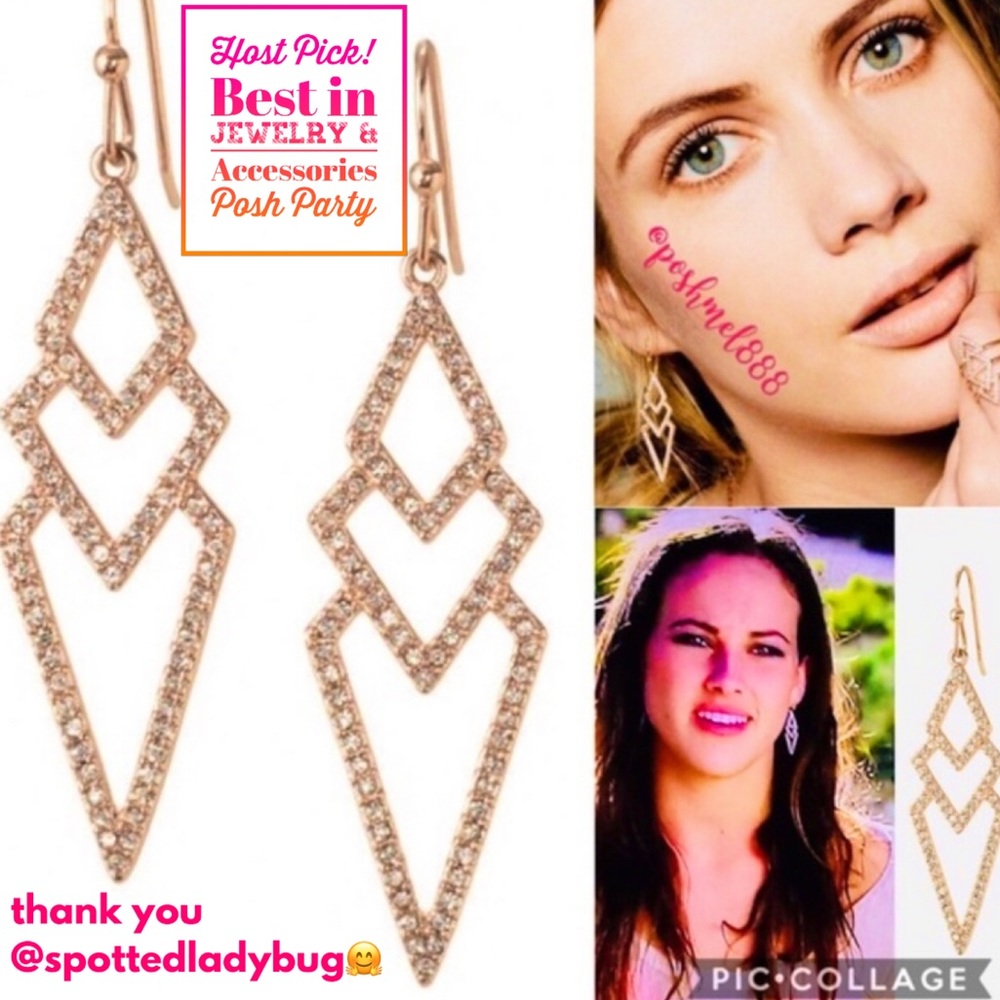 Stella & Dot | Rose Gold + Pavé Spear Drop Earrings - Picture 4 of 9